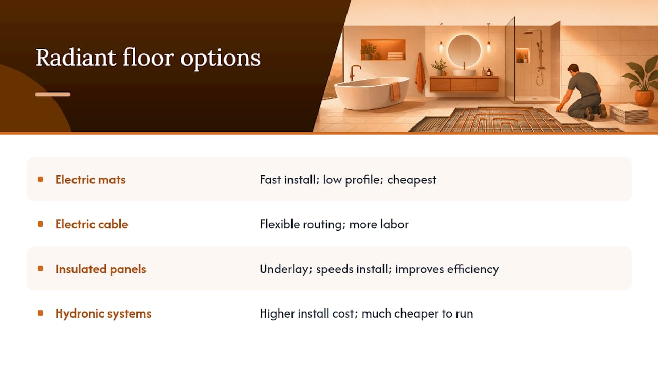Which Type of Radiant Floor Heating Is Right for You? — overview diagram