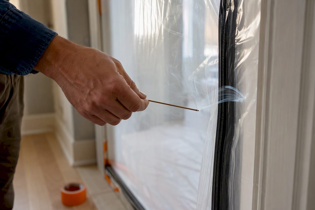 Incense smoke moving into renovation containment