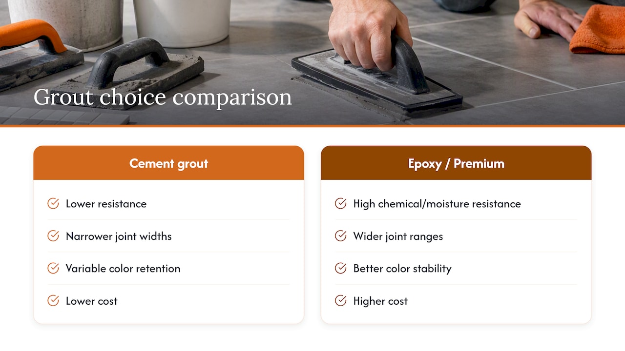 When epoxy and modern grouts make more sense — overview diagram