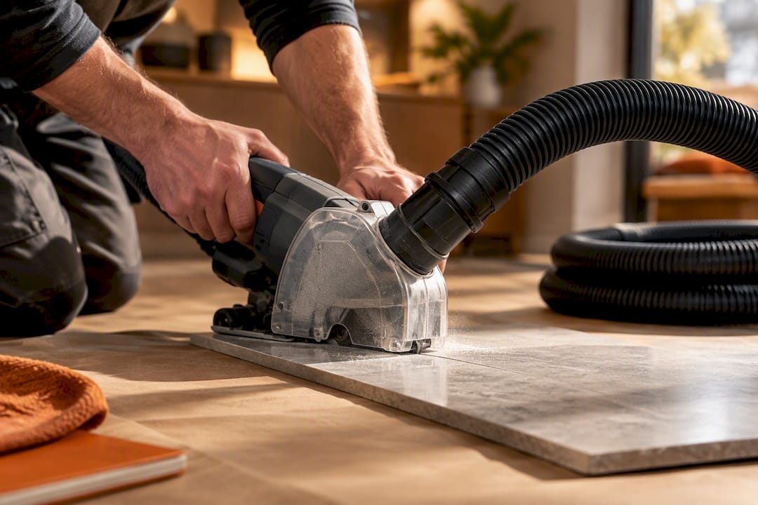 Tool connected to HEPA dust extraction hose