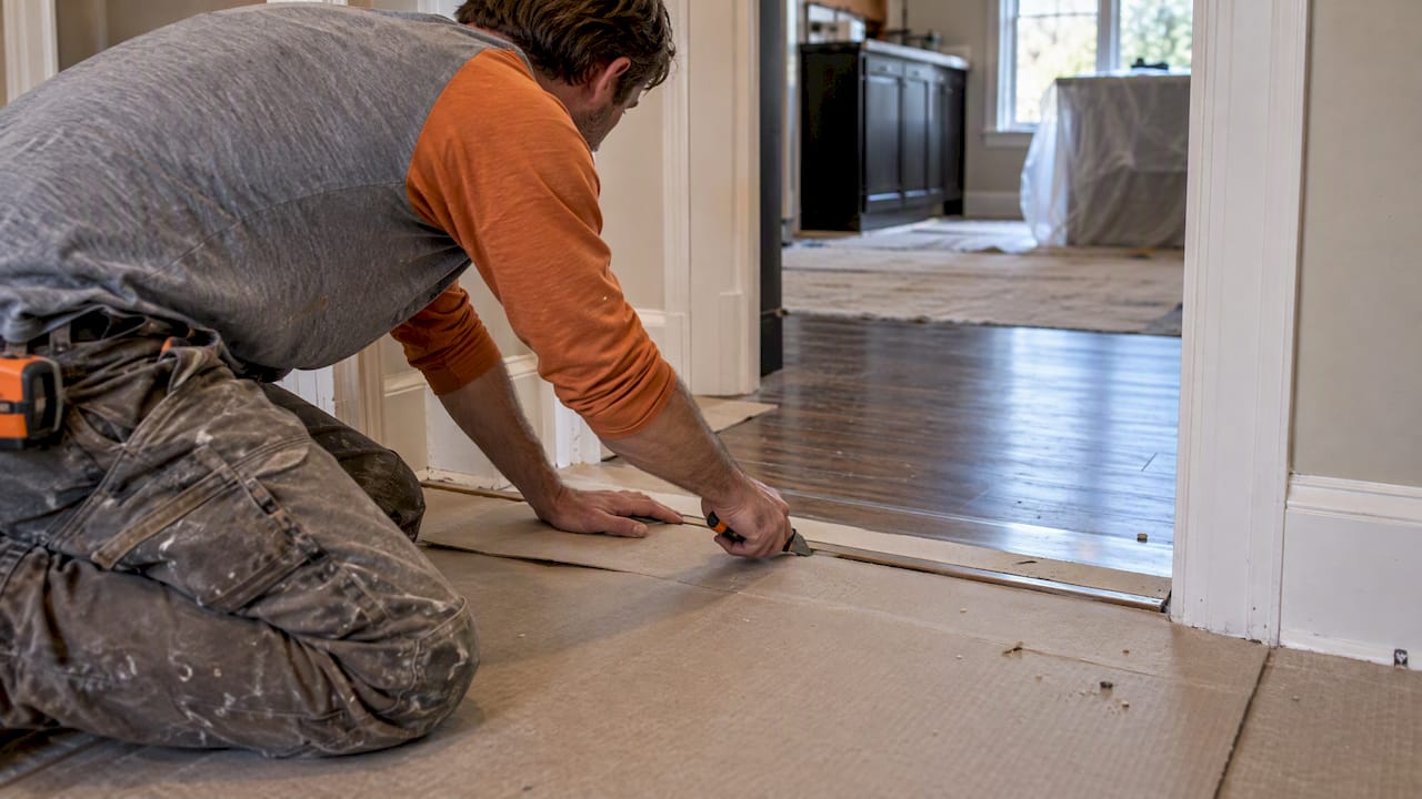 Reinforced floor protection at doorway threshold