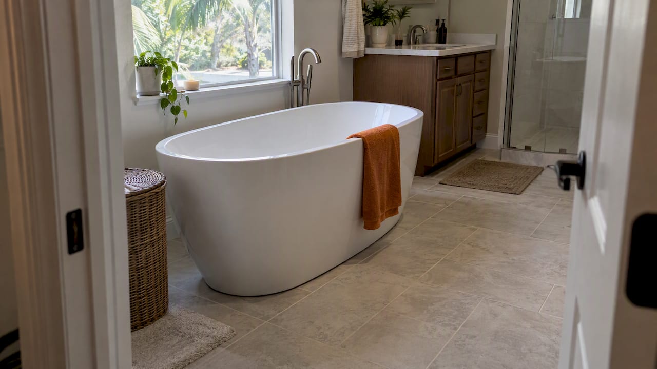 1792221480815_Freestanding-tub-with-walking-space-around-it | The Bath & Kitchen Gallery Freestanding tub with walking space around it