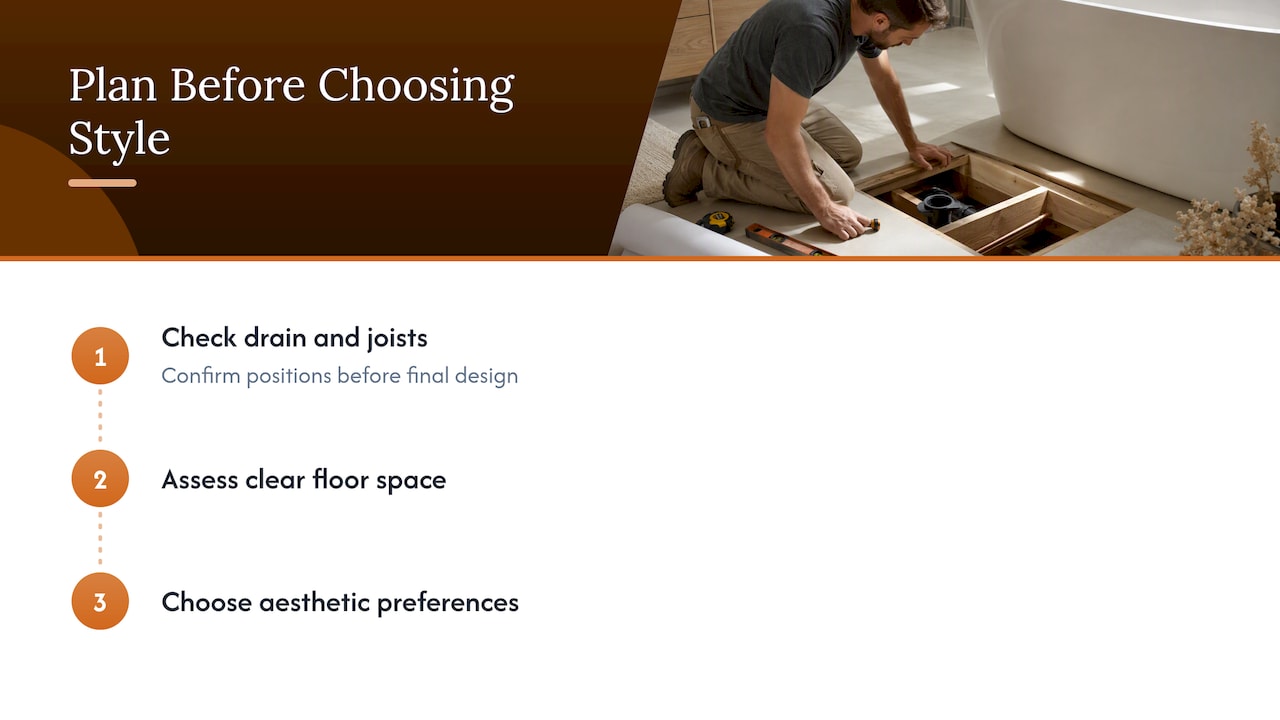 Drain and joists decide more than style does — overview diagram